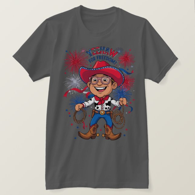 Stjärnspäckad cowboy – 4 juli firande Des T Shirt (Design framsida)