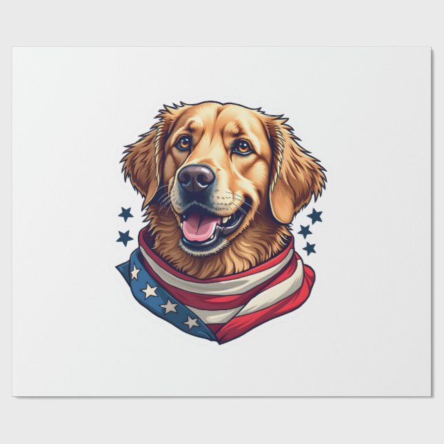 Stjärnspäckad Golden Retriever Vintage T-shirt Presentpapper (Platt)