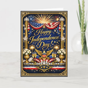 Stjärnspäckad patriotisk glad självständighetsdag helgkort