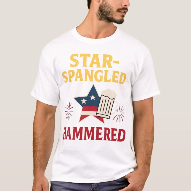 Stjärnspäckad slagen tee-t-shirt t shirt (Framsida)