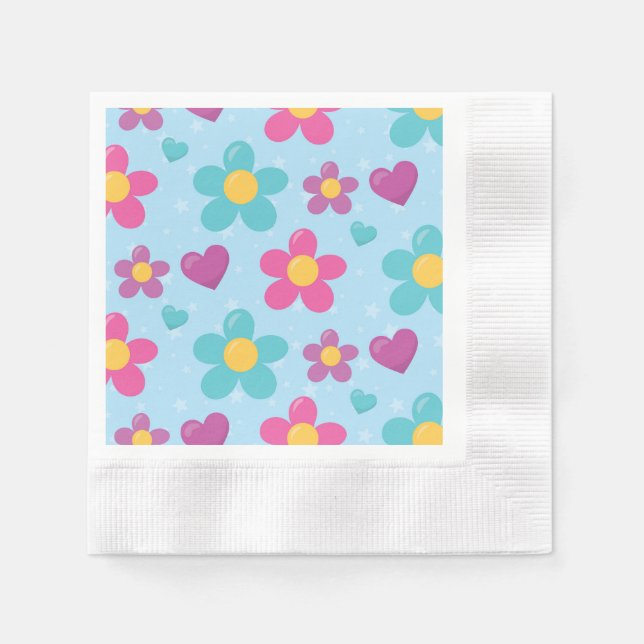 Stjärnspäckade Blommor Servett (Framsidan)