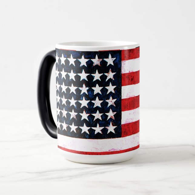 Stjärnspångade bander - amerikansk flagga magisk mugg (Framsida vänster)