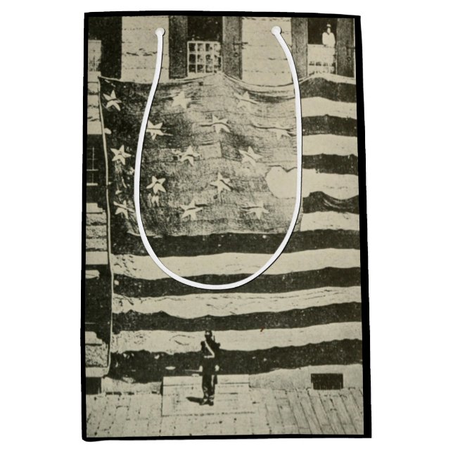 Stjärnspångade bandet: amerikansk flagga på utstäl (Framsidan)