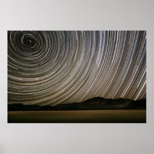 Stjärnspår på natten Kalifornien, Death Valley Poster