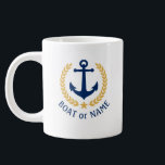 Stjärnstjärna för Namn Nautisk ankare Guld Stil La Jumbo Mugg<br><div class="desc">En Personlig gigantisk 20-uns kaffe Mugg med din båt namn,  familj namn eller annan önskad text. Med en designad sjöbåtankare i anpassningsbar,  löv i guld stil och stjärnemblem. Gör en underbar gåva till tillfälle.</div>