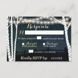 Stjärnsträngslinga Björkträd Bröllop RSVP-kort OSA Kort