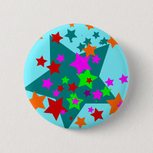 Stjärnstreck Roligt Stars Teal Red Rosa Lime Orang Knapp
