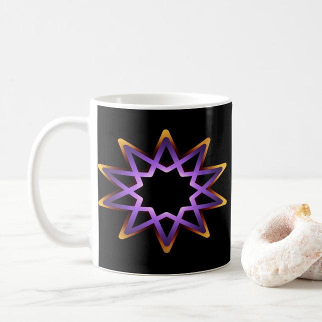 Stjärnsymbol för livets träd Lila Orange  Kaffemugg (Med munk)