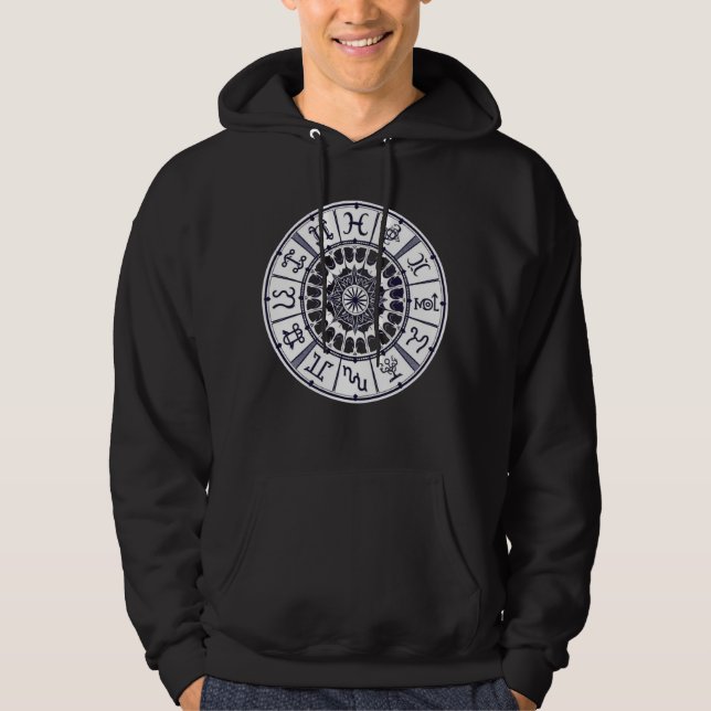 Stjärntecken Hjul Mandala Grafisk Konst Hoodie (Framsida)