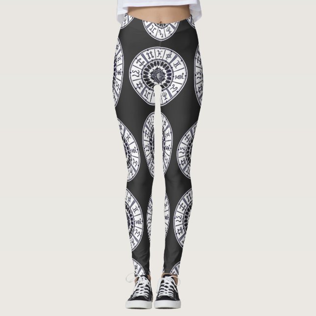 Stjärntecken Hjul Mandala Grafisk Konst Leggings (Framsida)