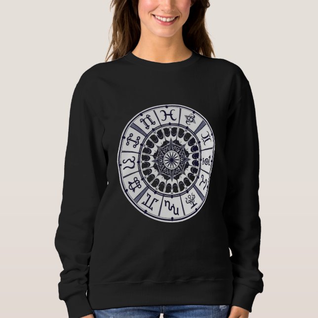 Stjärntecken Hjul Mandala Grafisk Konst T Shirt (Framsida)