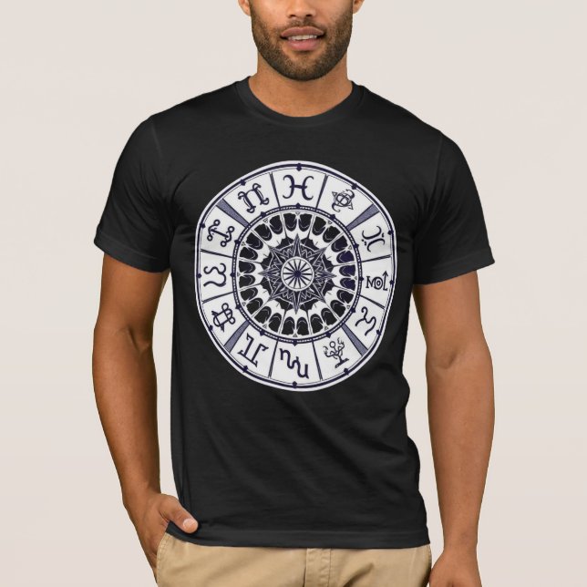 Stjärntecken Hjul Mandala Grafisk Konst T Shirt (Framsida)