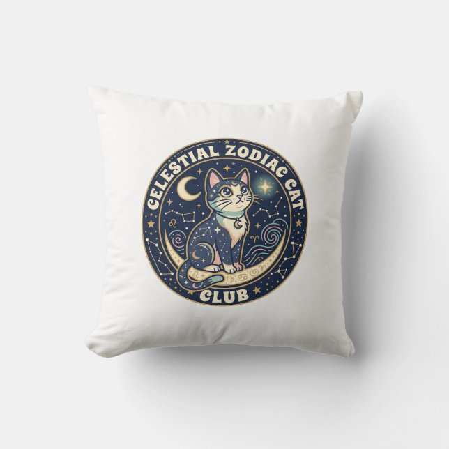 Stjärntecken Katt Söt Katt T-Shirt Design - Cel Kudde (Framsida)