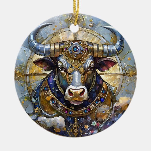 Stjärntecken - Oxen Julgransprydnad Keramik (Framsidan)