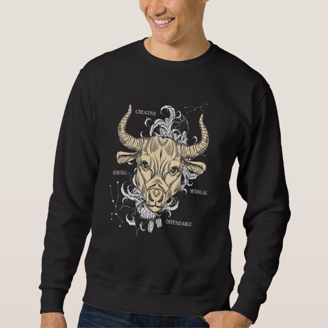Stjärntecken Oxen Lång Ärmad Tröja (Framsida)