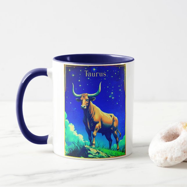 Stjärntecken Oxen Rotad i Jord och Himmel Mugg (Med munk)