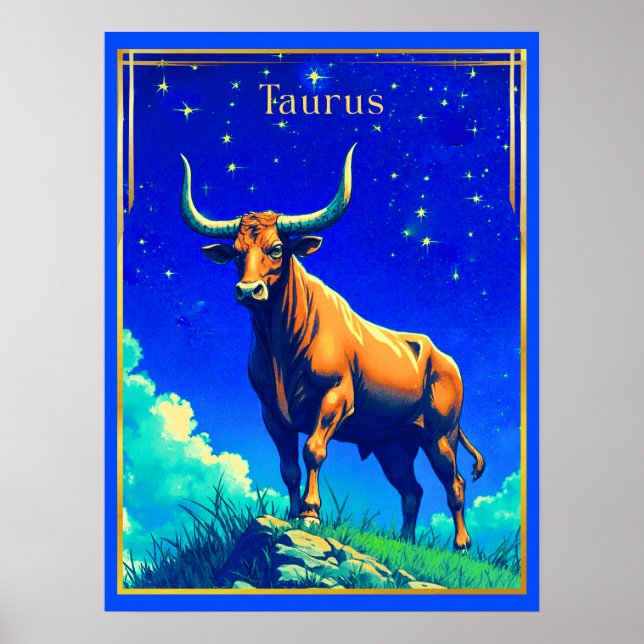 Stjärntecken Oxen Rotad i Jord och Himmel Poster (Framsidan)