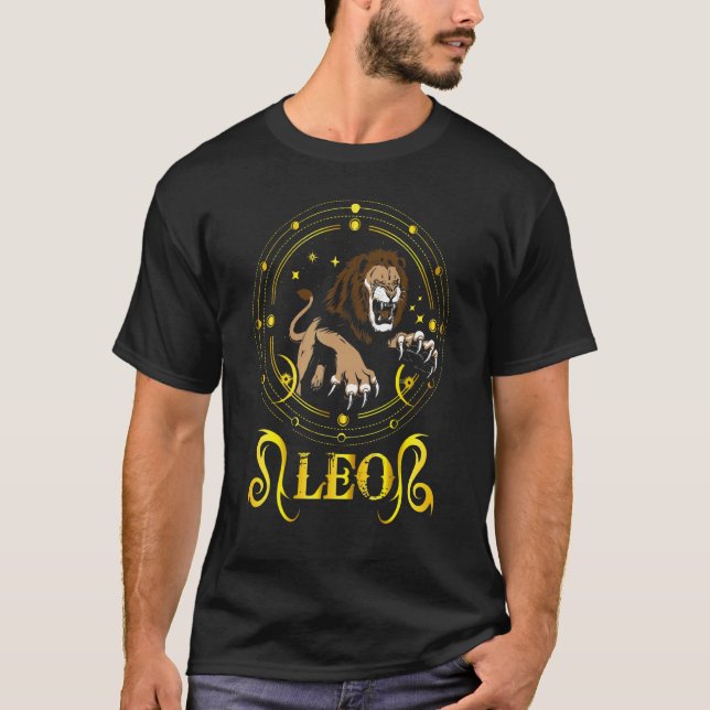 Stjärntecken Symbol Horoskop Lejon Lejon T Shirt (Framsida)