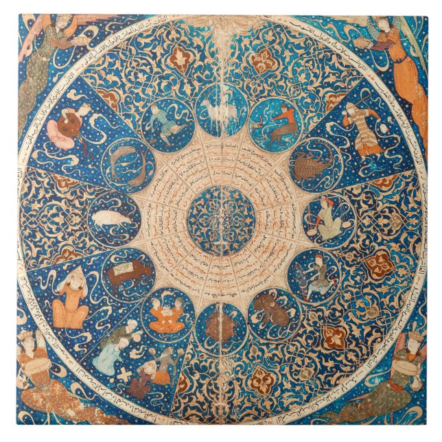 Stjärntecken Vintage Celestial Karta Kakelplatta (Framsidan)
