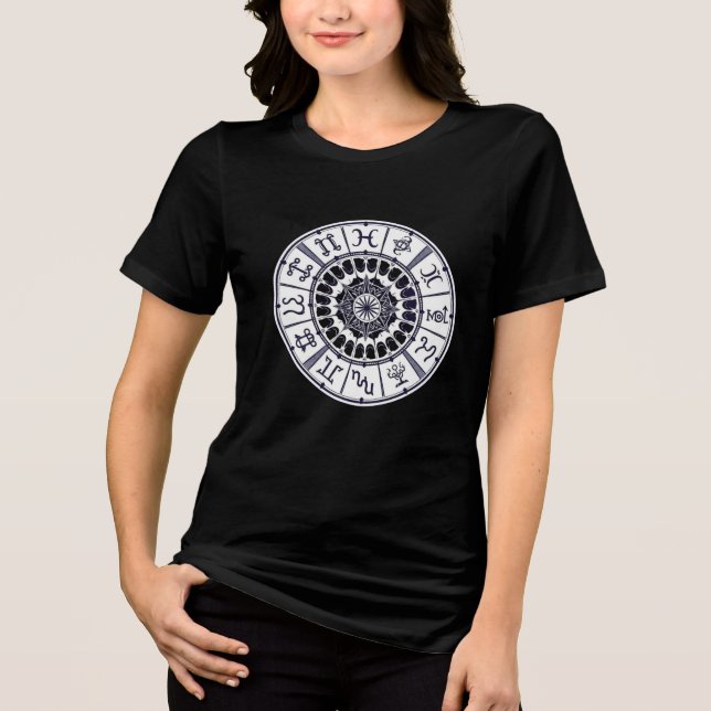 Stjärntecken Zodiak Hjul Mandala Grafik Konst T Shirt (Framsida)