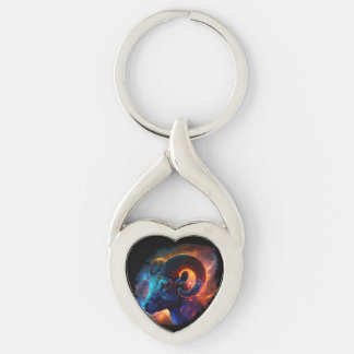 Stjärntecknet Aries Zodiac - Ingen text - Nyckelke Twisted Heart Silverfärgad Nyckelring