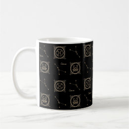 Stjärntecknet Black & Guld Zodiac Cancer Astrology Kaffemugg