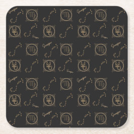 Stjärntecknet Black & Guld Zodiac Scorpio Astrolog Underlägg Papper Kvadrat