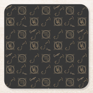 Stjärntecknet Black & Guld Zodiac Scorpio Astrolog Underlägg Papper Kvadrat