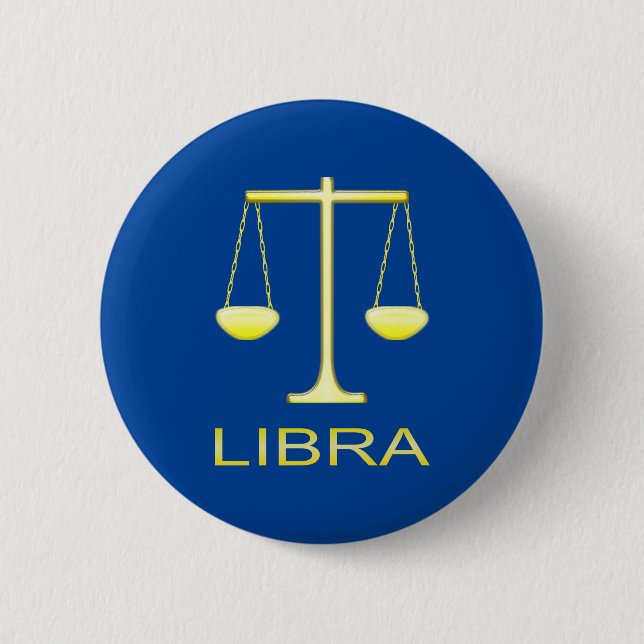 Stjärntecknet Libra Golden Scales Knapp (Framsida)
