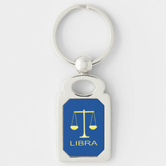 Stjärntecknet Libra Golden Scales Rektangulärt Silverfärgad Nyckelring