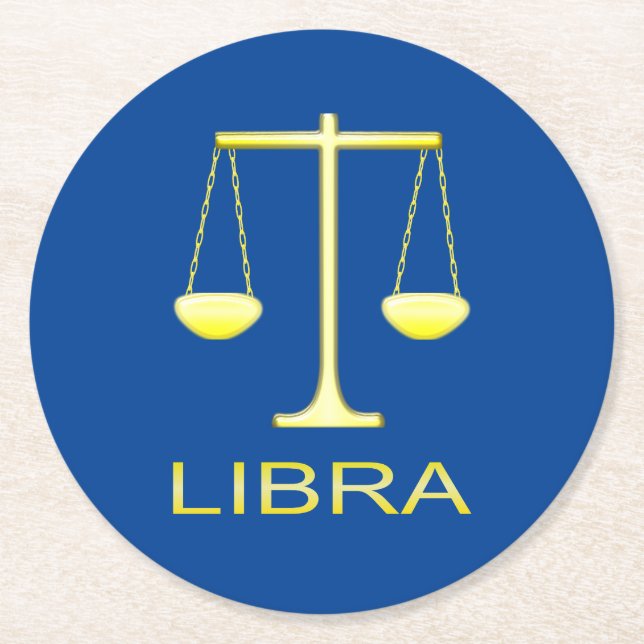 Stjärntecknet Libra Golden Scales Underlägg Papper Rund (Framsidan)