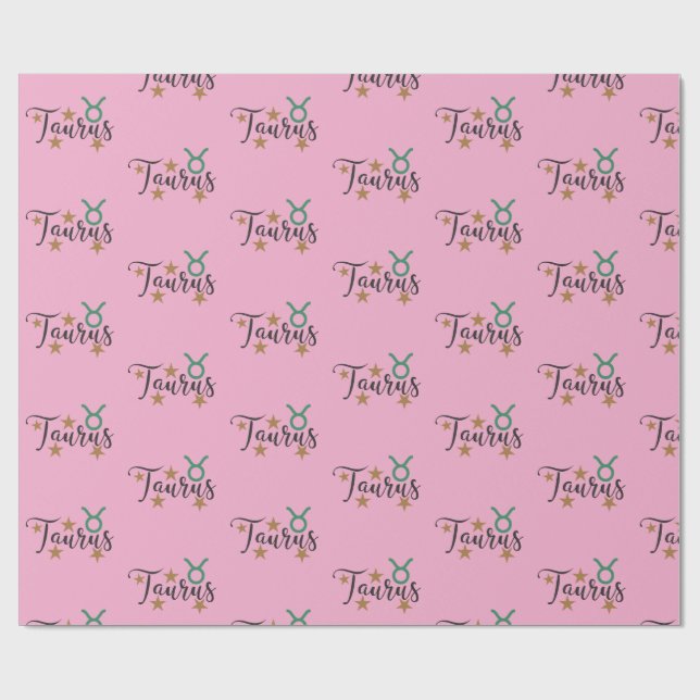 Stjärntecknet Taurus Figursätta Papper Rosa - bakg Presentpapper (Platt)