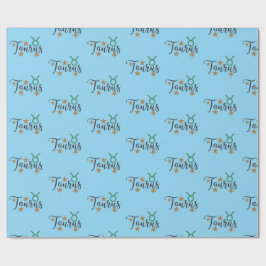 Stjärntecknet Taurus för radbrytning av Papper blå Presentpapper