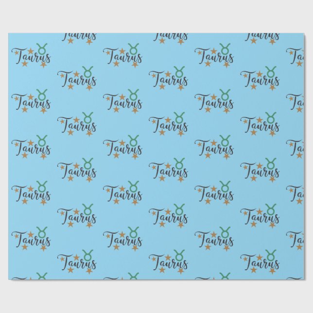 Stjärntecknet Taurus för radbrytning av Papper blå Presentpapper (Platt)