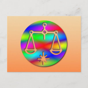 Stjärntecknet Zodiac i Libra Rainbow Scales Vykort