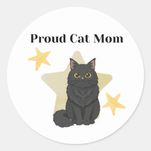 Stjärntema Proud Cat Mom Runt Klistermärke