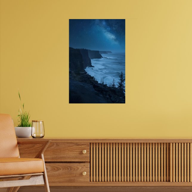 Stjärt kustnatt - Serene Milky Way Ocean View Poster (Vardagsrum 2)