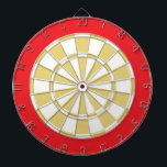 Stjärtbräde: Vit, Gammal Guld och Röd Piltavla<br><div class="desc">Vitt,  gammalt Guld och rött Färgad Dart Board Game,  inklusive 6 Brass Darts</div>