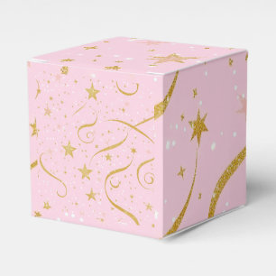 Stjärtgåva - Rosa & Guld Star Cube Box Presentaskar