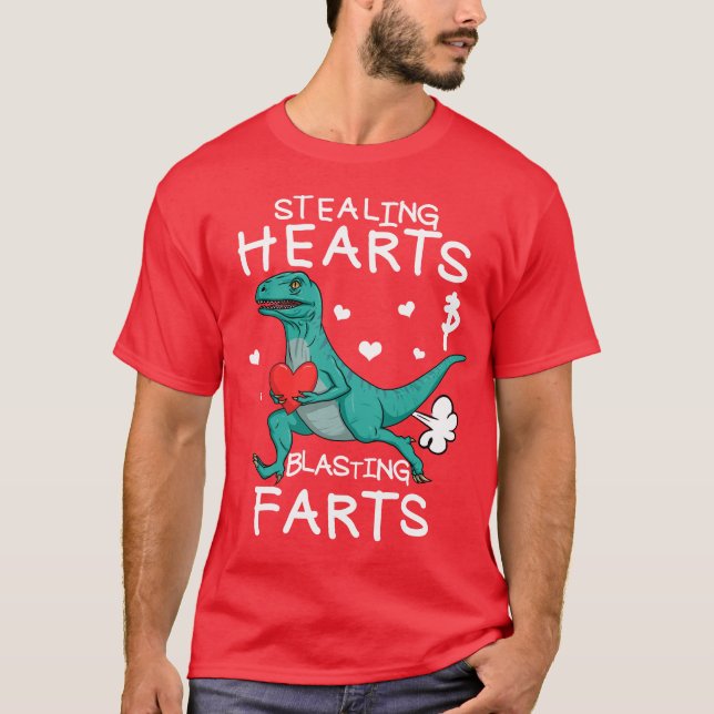 Stjärthjärtan och blästring av Valentine Raptor T Shirt (Framsida)