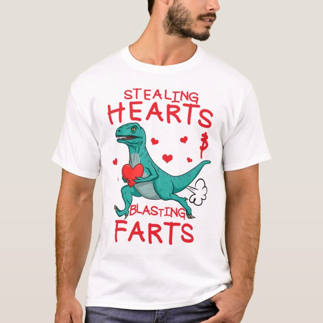 Stjärthjärtan och blästring av Valentine Raptor T Shirt (Framsida)
