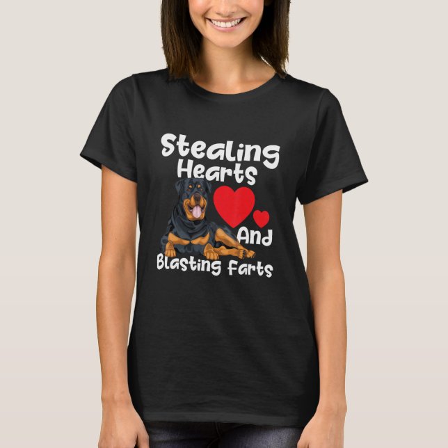 Stjärthjärter och sprängkranar - Rottweiler Pupp T Shirt (Framsida)