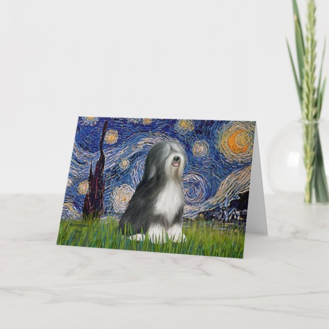 Stjärtnatt - Black & White Tibetan Terrier Kort (Framsida)