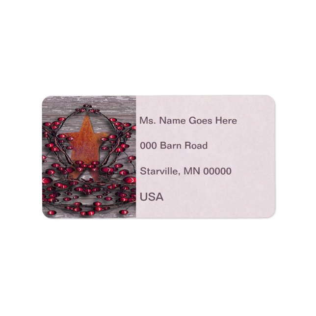 Stjärtpaneler Rusted Star Adressetikett (Framsidan)