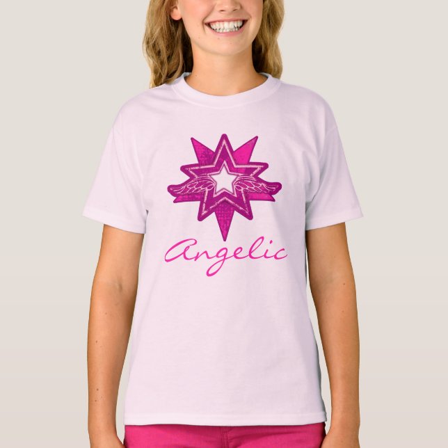 Stjärtstjärna, shock rosa, nyans t-shirt (Framsida)