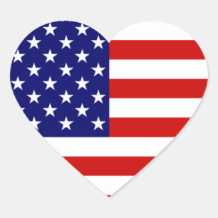Stkcnt i USA flagga Hjärtformat Klistermärke
