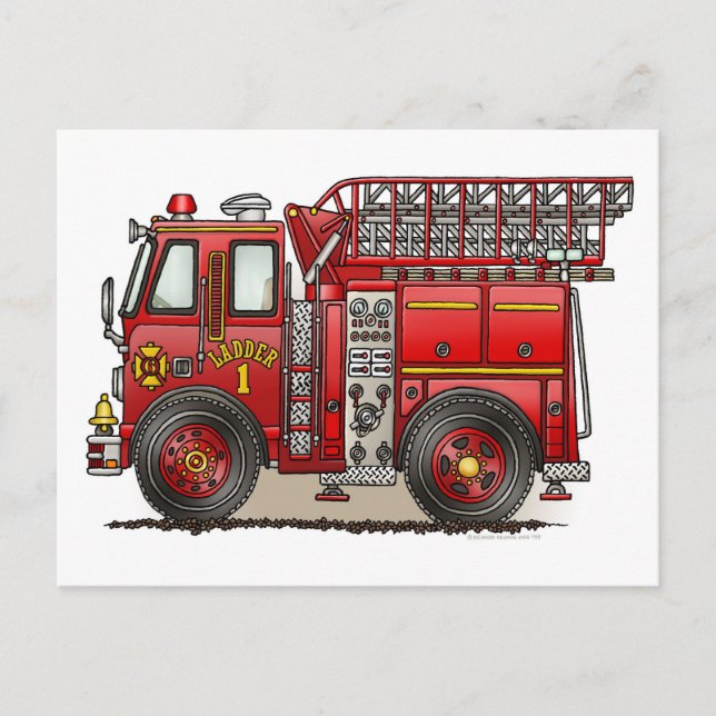 Stladder Fire Lastbil vycard Vykort (Framsida)