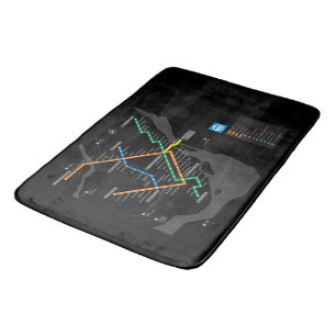 STM Montreal Metro Undergroundkarta Svart Bakgrund Badrumsmatta
