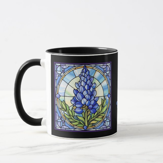 Stmålat glas Texas Bluebonnet True Blue Friend Mugg (Vänster)