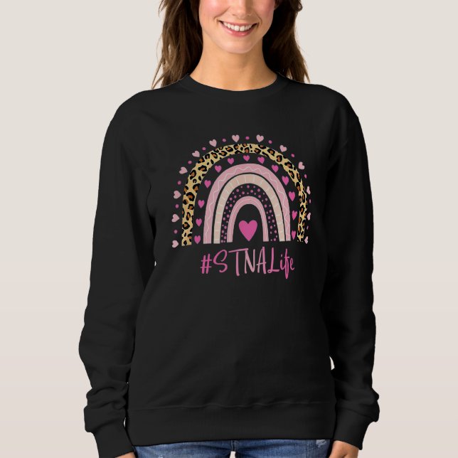 STNA Nurse Leopard Skriv ut Boho Rainbow NURSE'S W T Shirt (Framsida)